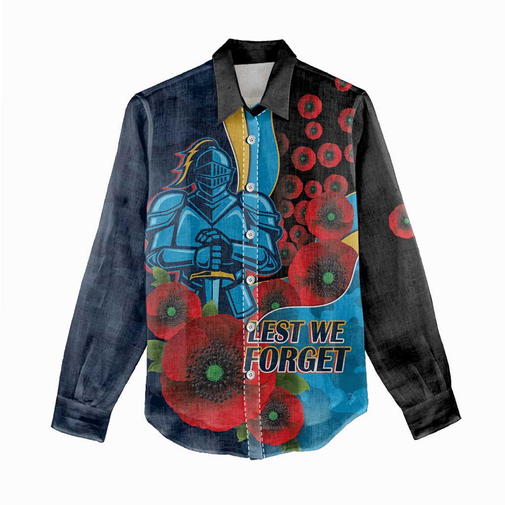 Gold Coast Titans ANZAC Personalised Women Casual Shirt Lest We Forget Poppy Camo