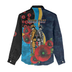 Gold Coast Titans ANZAC Personalised Women Casual Shirt Lest We Forget Poppy Camo