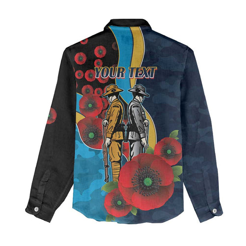 Gold Coast Titans ANZAC Personalised Women Casual Shirt Lest We Forget Poppy Camo