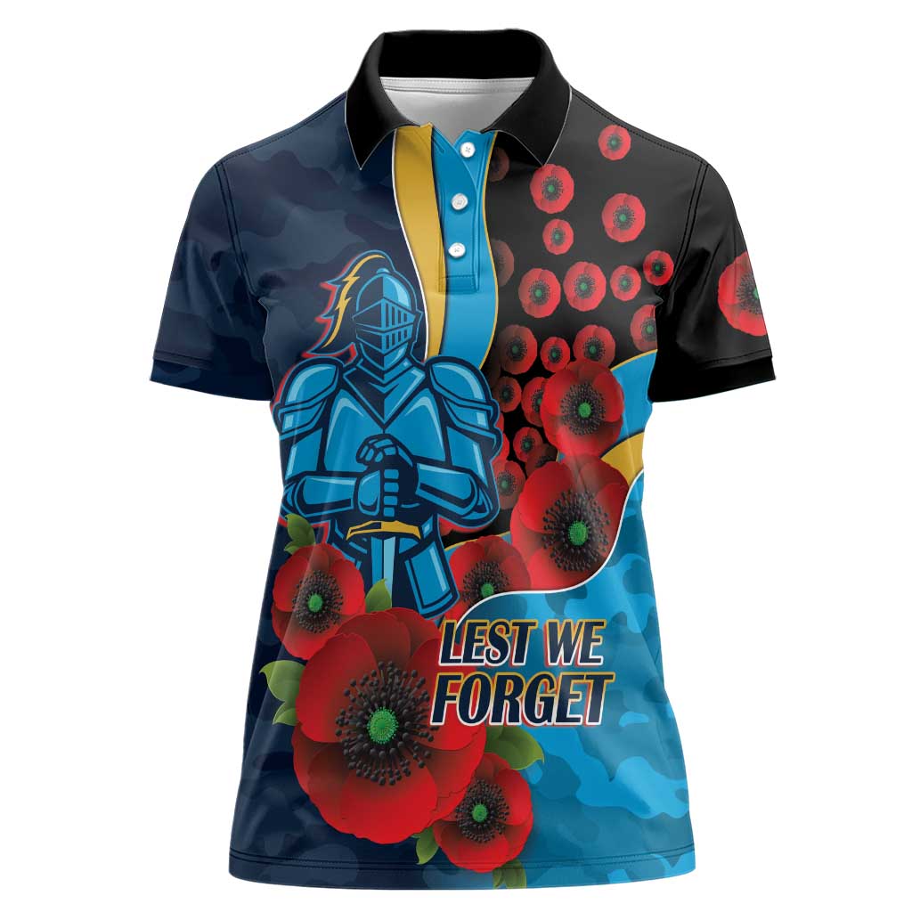 Gold Coast Titans ANZAC Personalised Women Polo Shirt Lest We Forget Poppy Camo