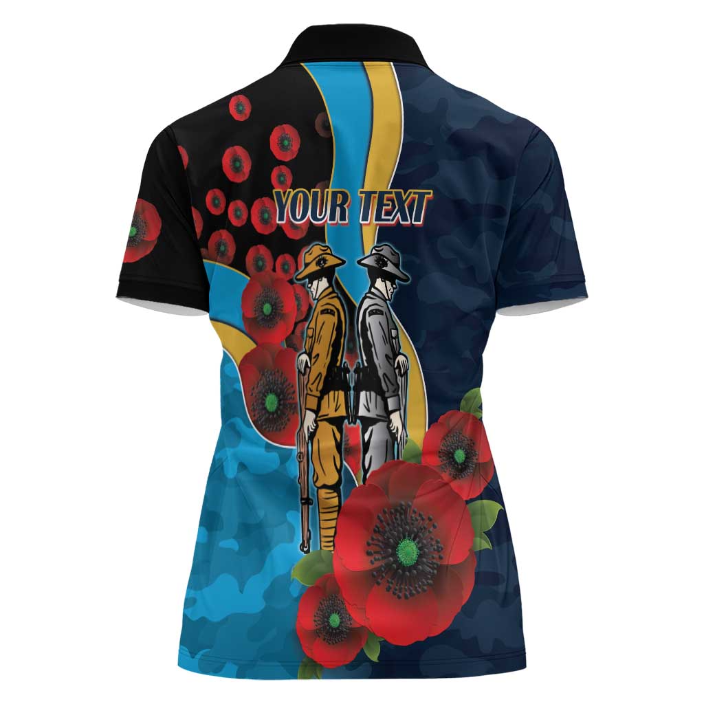 Gold Coast Titans ANZAC Personalised Women Polo Shirt Lest We Forget Poppy Camo