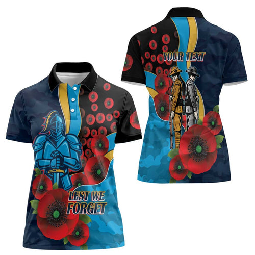 Gold Coast Titans ANZAC Personalised Women Polo Shirt Lest We Forget Poppy Camo