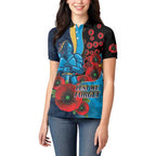Gold Coast Titans ANZAC Personalised Women Polo Shirt Lest We Forget Poppy Camo