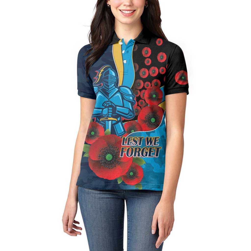 Gold Coast Titans ANZAC Personalised Women Polo Shirt Lest We Forget Poppy Camo