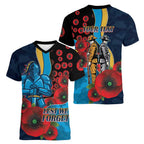 Gold Coast Titans ANZAC Personalised Women V-Neck T-Shirt Lest We Forget Poppy Camo