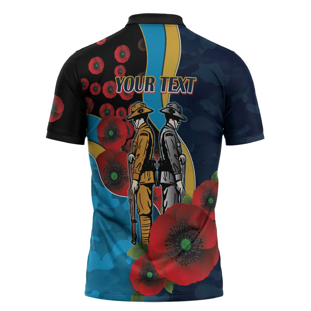 Gold Coast Titans ANZAC Personalised Zipper Polo Shirt Lest We Forget Poppy Camo