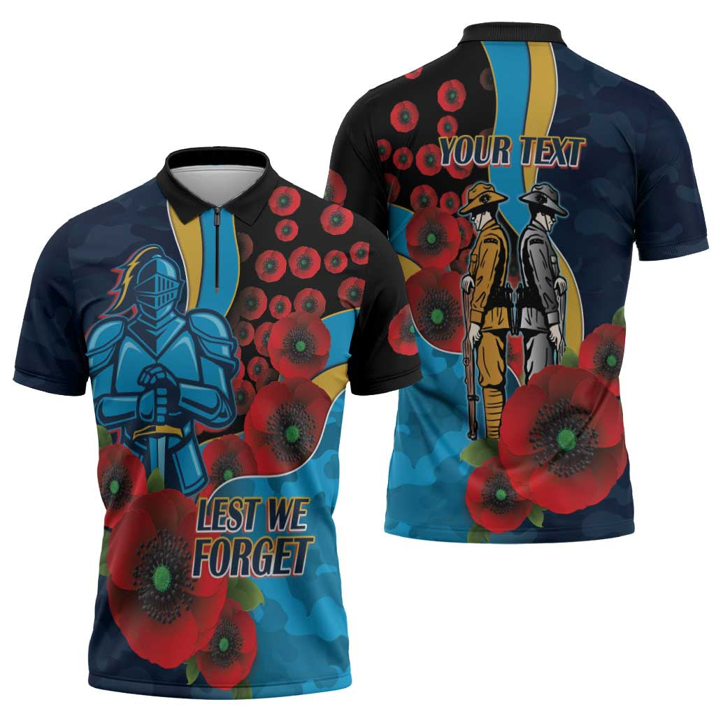 Gold Coast Titans ANZAC Personalised Zipper Polo Shirt Lest We Forget Poppy Camo