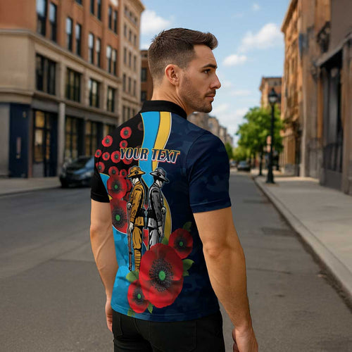 Gold Coast Titans ANZAC Personalised Zipper Polo Shirt Lest We Forget Poppy Camo