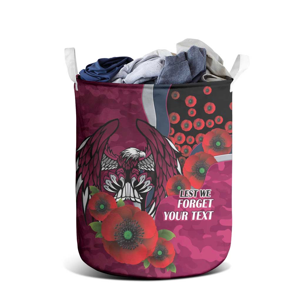 Manly Warringah Sea Eagles ANZAC Personalised Laundry Basket Lest We Forget Poppy Camo