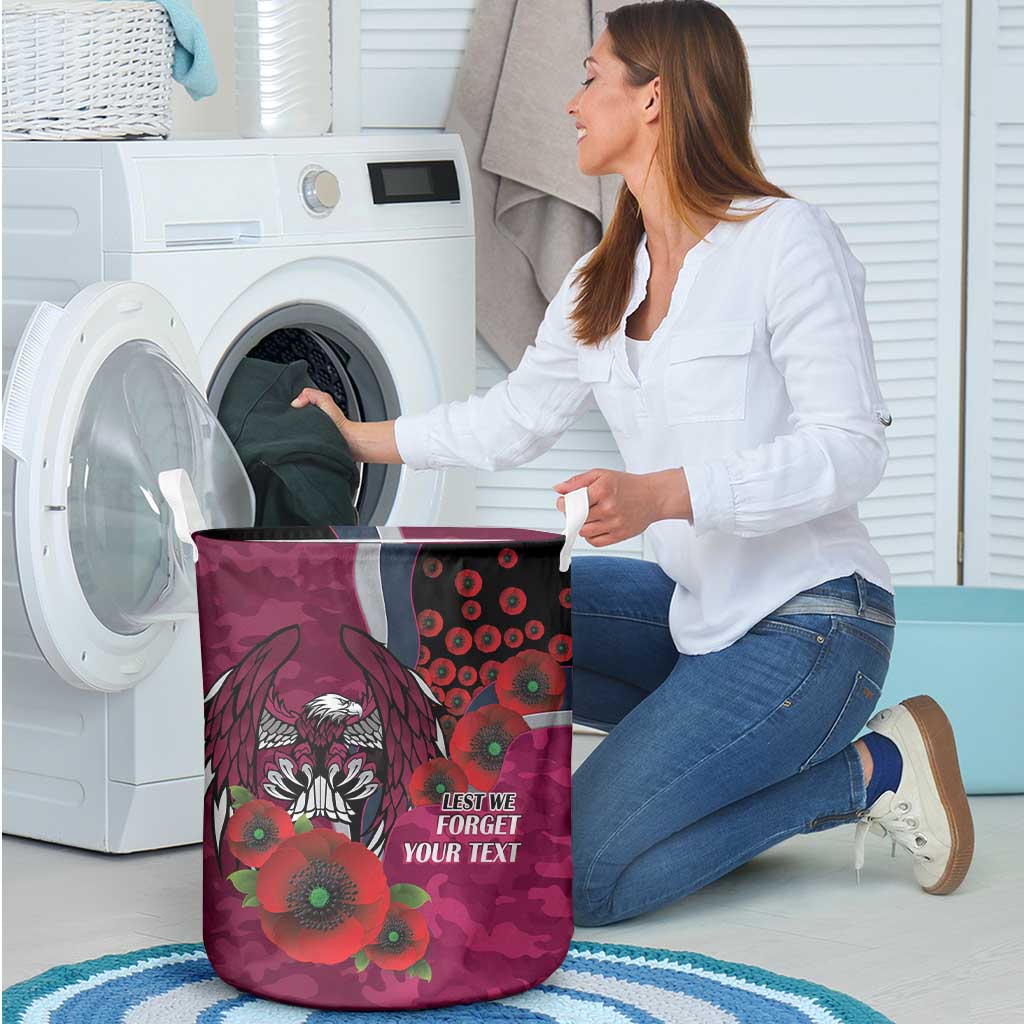 Manly Warringah Sea Eagles ANZAC Personalised Laundry Basket Lest We Forget Poppy Camo