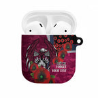 Manly Warringah Sea Eagles ANZAC Personalised AirPods Case Lest We Forget Poppy Camo