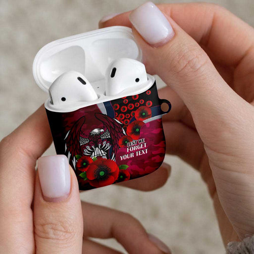 Manly Warringah Sea Eagles ANZAC Personalised AirPods Case Lest We Forget Poppy Camo