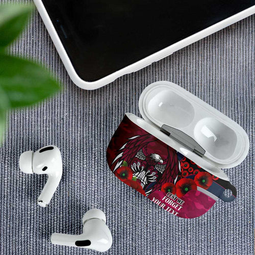 Manly Warringah Sea Eagles ANZAC Personalised AirPods Case Lest We Forget Poppy Camo