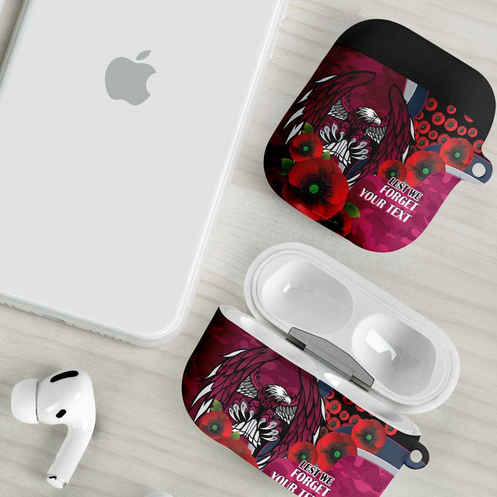 Manly Warringah Sea Eagles ANZAC Personalised AirPods Case Lest We Forget Poppy Camo