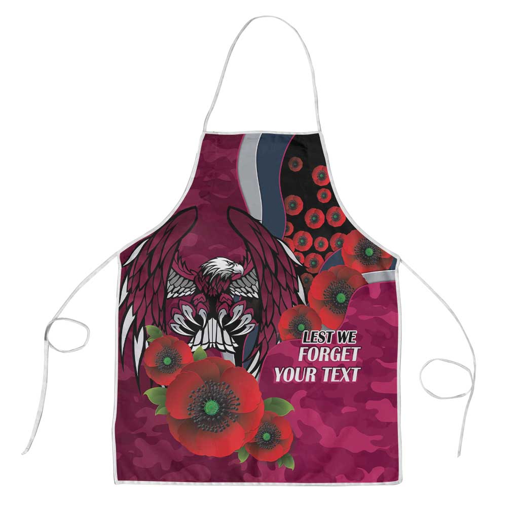 Manly Warringah Sea Eagles ANZAC Personalised Apron Lest We Forget Poppy Camo