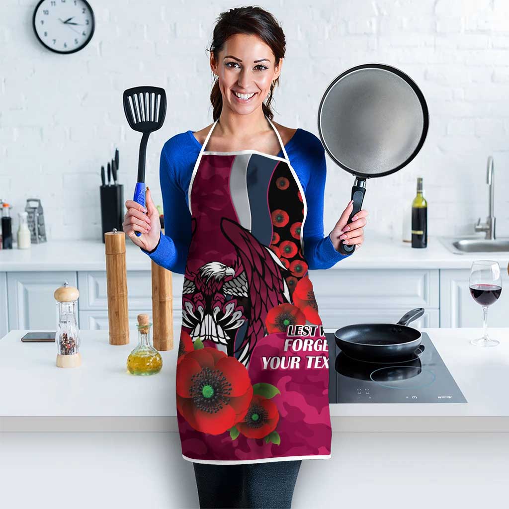 Manly Warringah Sea Eagles ANZAC Personalised Apron Lest We Forget Poppy Camo