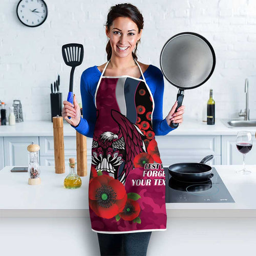 Manly Warringah Sea Eagles ANZAC Personalised Apron Lest We Forget Poppy Camo