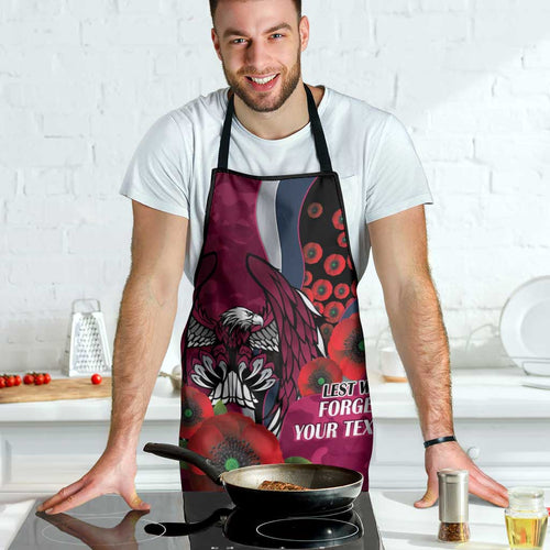 Manly Warringah Sea Eagles ANZAC Personalised Apron Lest We Forget Poppy Camo
