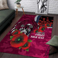 Manly Warringah Sea Eagles ANZAC Personalised Area Rug Lest We Forget Poppy Camo
