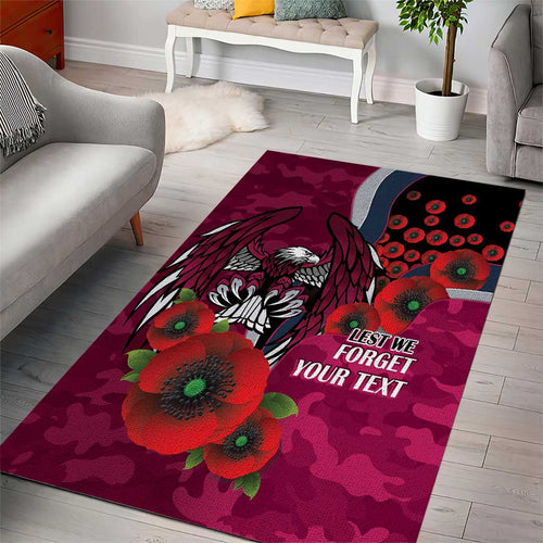 Manly Warringah Sea Eagles ANZAC Personalised Area Rug Lest We Forget Poppy Camo