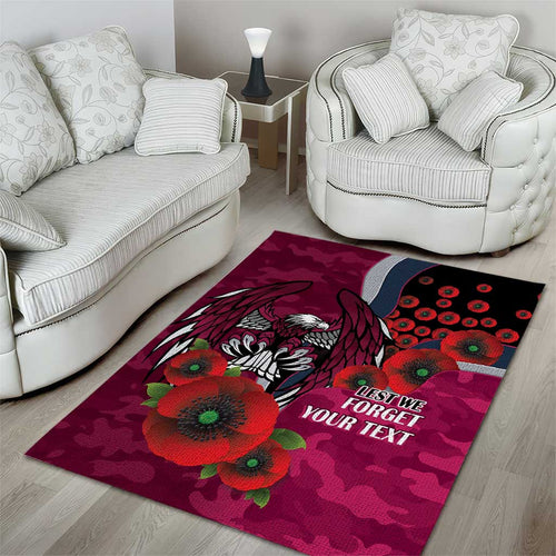 Manly Warringah Sea Eagles ANZAC Personalised Area Rug Lest We Forget Poppy Camo