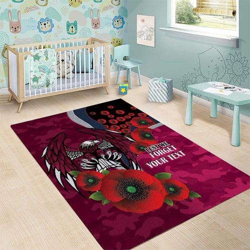 Manly Warringah Sea Eagles ANZAC Personalised Area Rug Lest We Forget Poppy Camo