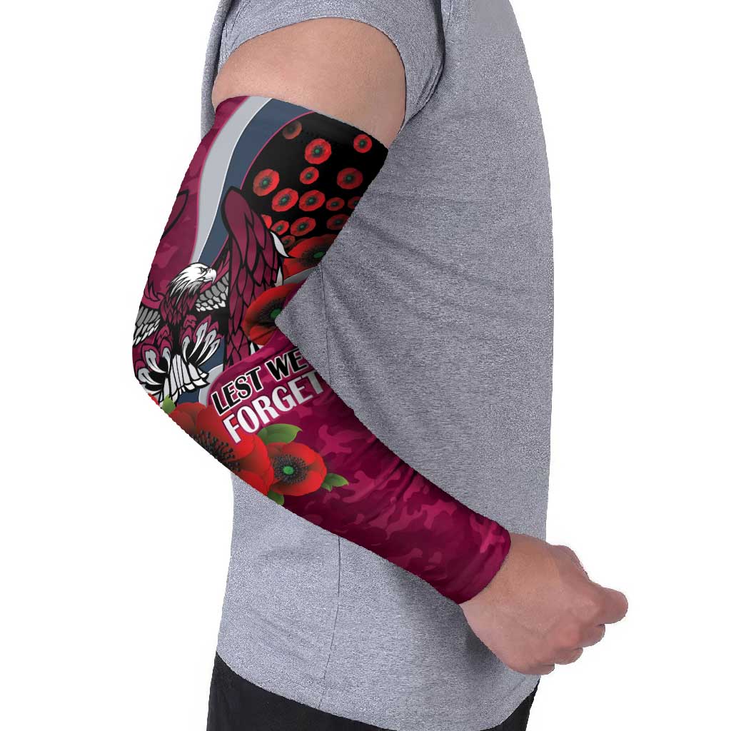 Manly Warringah Sea Eagles ANZAC Personalised Arm Sleeves Lest We Forget Poppy Camo