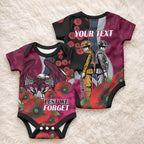 Manly Warringah Sea Eagles ANZAC Personalised Baby Onesie Lest We Forget Poppy Camo