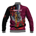 Manly Warringah Sea Eagles ANZAC Personalised Baseball Jacket Lest We Forget Poppy Camo