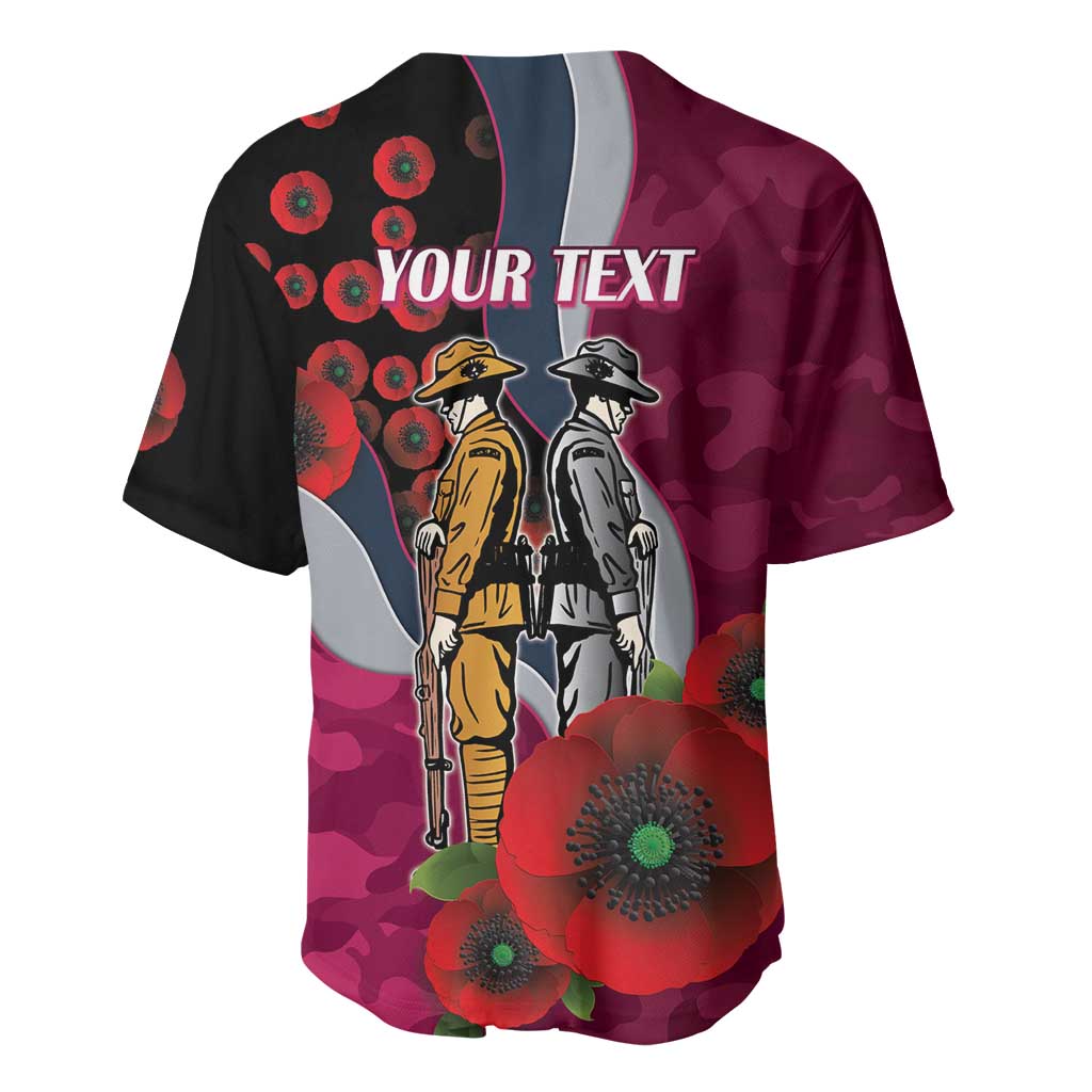 Manly Warringah Sea Eagles ANZAC Personalised Baseball Jersey Lest We Forget Poppy Camo