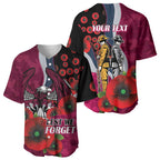 Manly Warringah Sea Eagles ANZAC Personalised Baseball Jersey Lest We Forget Poppy Camo