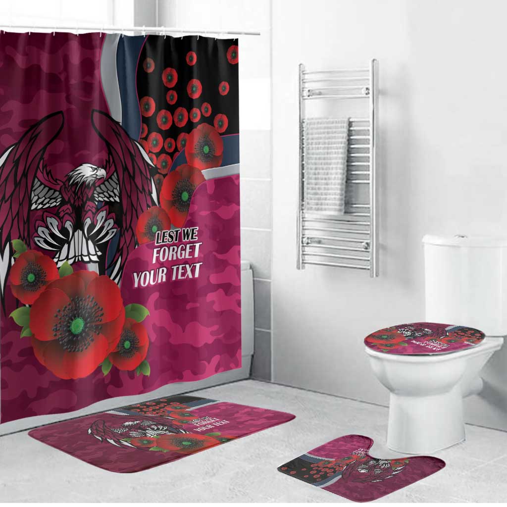 Manly Warringah Sea Eagles ANZAC Personalised Bathroom Set Lest We Forget Poppy Camo