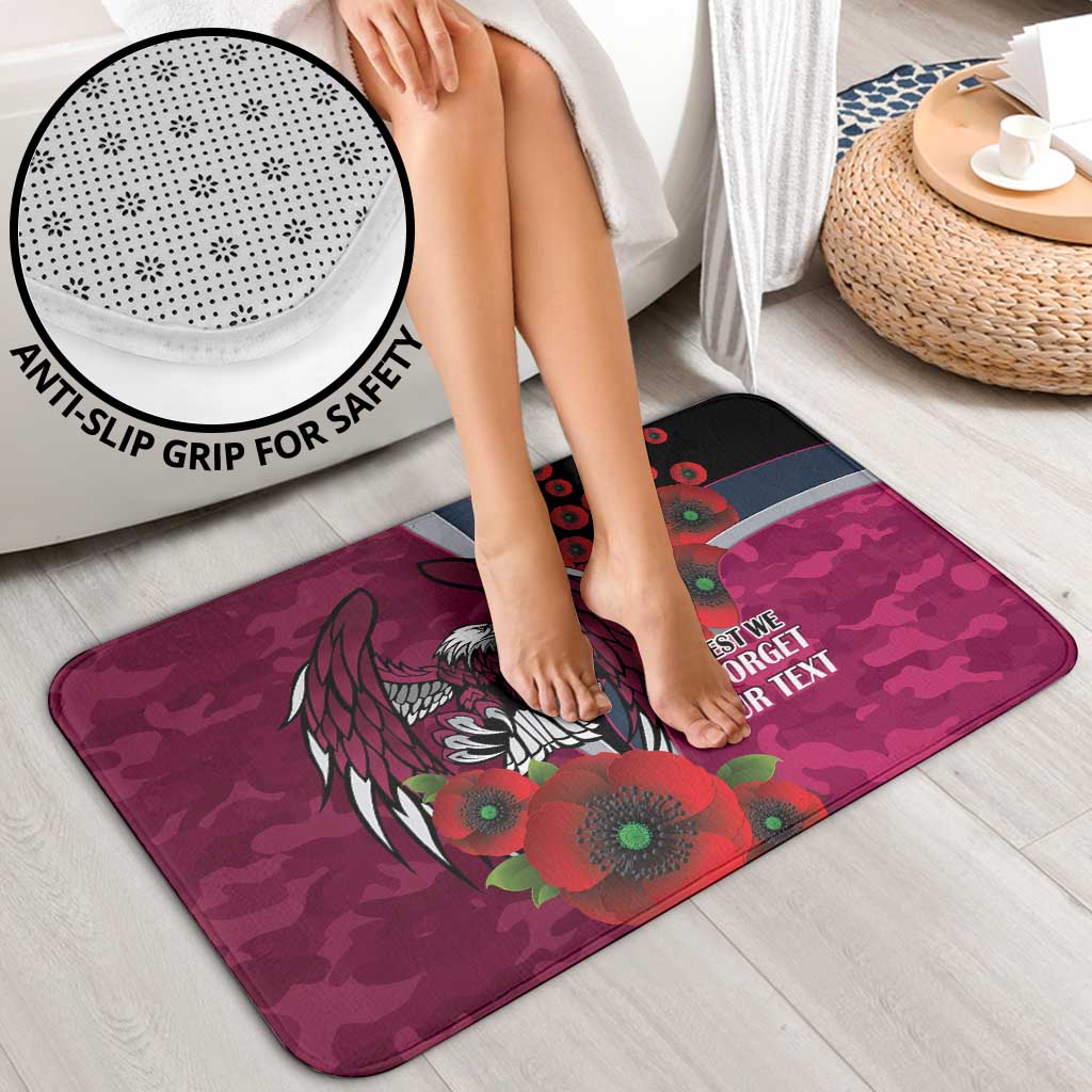 Manly Warringah Sea Eagles ANZAC Personalised Bathroom Set Lest We Forget Poppy Camo