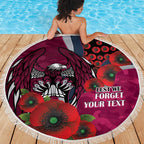 Manly Warringah Sea Eagles ANZAC Personalised Beach Blanket Lest We Forget Poppy Camo