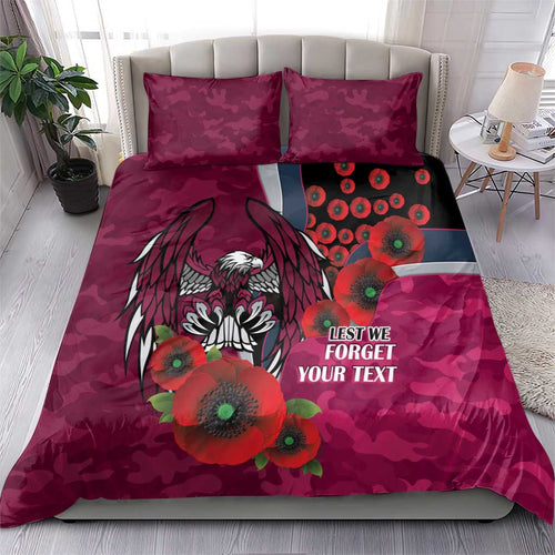 Manly Warringah Sea Eagles ANZAC Personalised Bedding Set Lest We Forget Poppy Camo