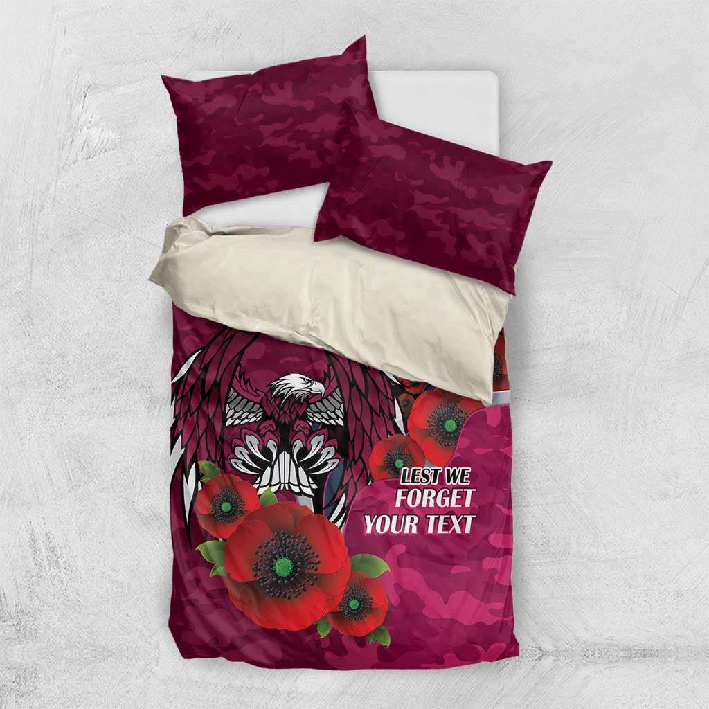 Manly Warringah Sea Eagles ANZAC Personalised Bedding Set Lest We Forget Poppy Camo