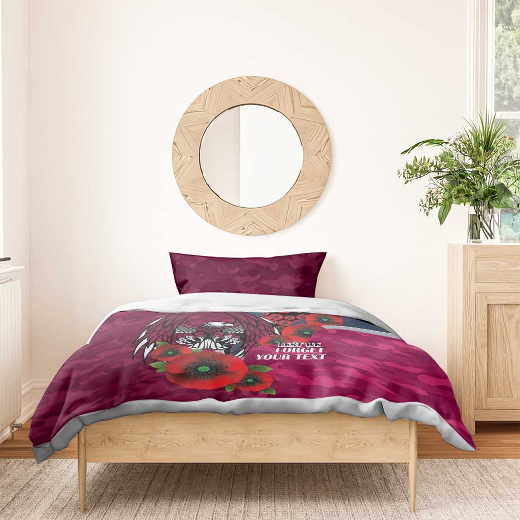 Manly Warringah Sea Eagles ANZAC Personalised Bedding Set Lest We Forget Poppy Camo
