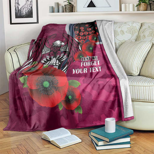 Manly Warringah Sea Eagles ANZAC Personalised Blanket Lest We Forget Poppy Camo