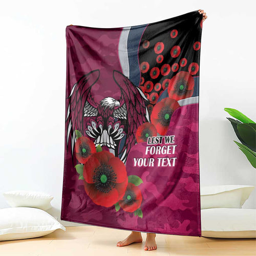 Manly Warringah Sea Eagles ANZAC Personalised Blanket Lest We Forget Poppy Camo