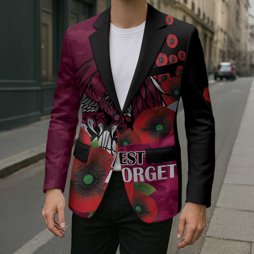Manly Warringah Sea Eagles ANZAC Personalised Blazer Lest We Forget Poppy Camo