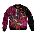 Manly Warringah Sea Eagles ANZAC Personalised Bomber Jacket Lest We Forget Poppy Camo