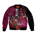 Manly Warringah Sea Eagles ANZAC Personalised Bomber Jacket Lest We Forget Poppy Camo