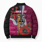 Manly Warringah Sea Eagles ANZAC Personalised Bomber Puffer Jacket Lest We Forget Poppy Camo