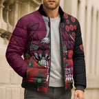 Manly Warringah Sea Eagles ANZAC Personalised Bomber Puffer Jacket Lest We Forget Poppy Camo