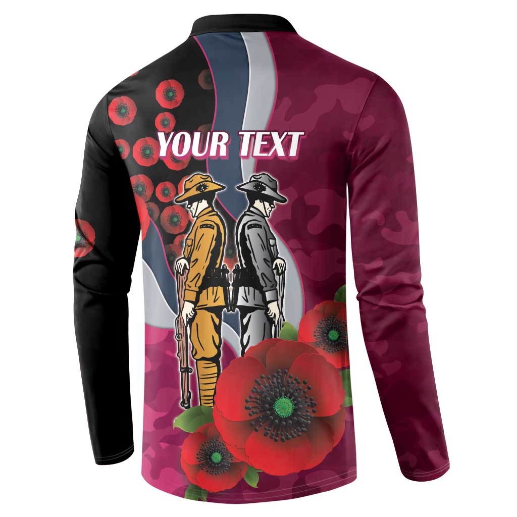 Manly Warringah Sea Eagles ANZAC Personalised Button Sweatshirt Lest We Forget Poppy Camo