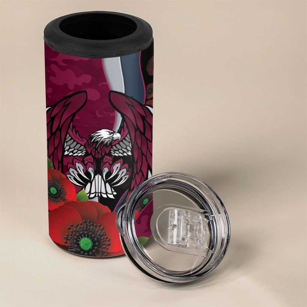 Manly Warringah Sea Eagles ANZAC Personalised 4 in 1 Can Cooler Tumbler Lest We Forget Poppy Camo