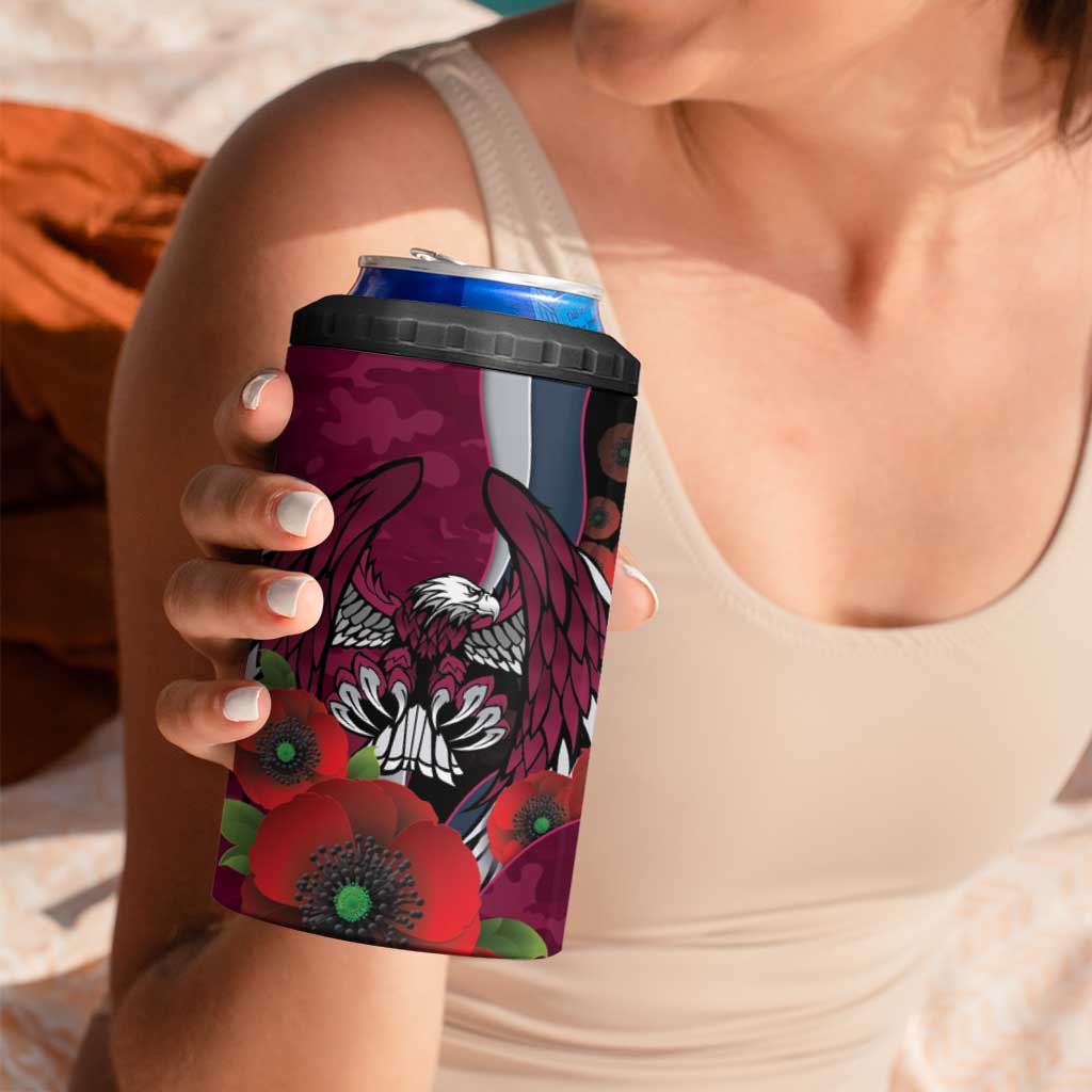 Manly Warringah Sea Eagles ANZAC Personalised 4 in 1 Can Cooler Tumbler Lest We Forget Poppy Camo