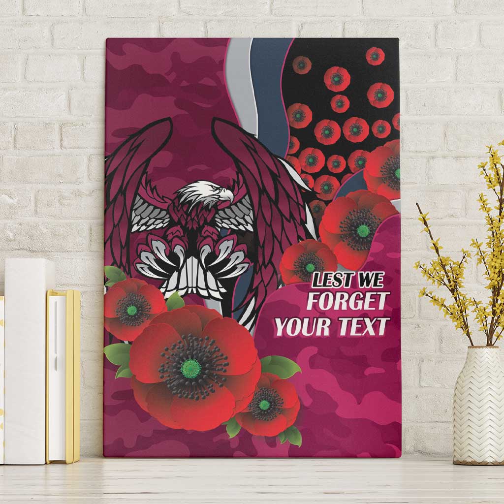 Manly Warringah Sea Eagles ANZAC Personalised Canvas Wall Art Lest We Forget Poppy Camo