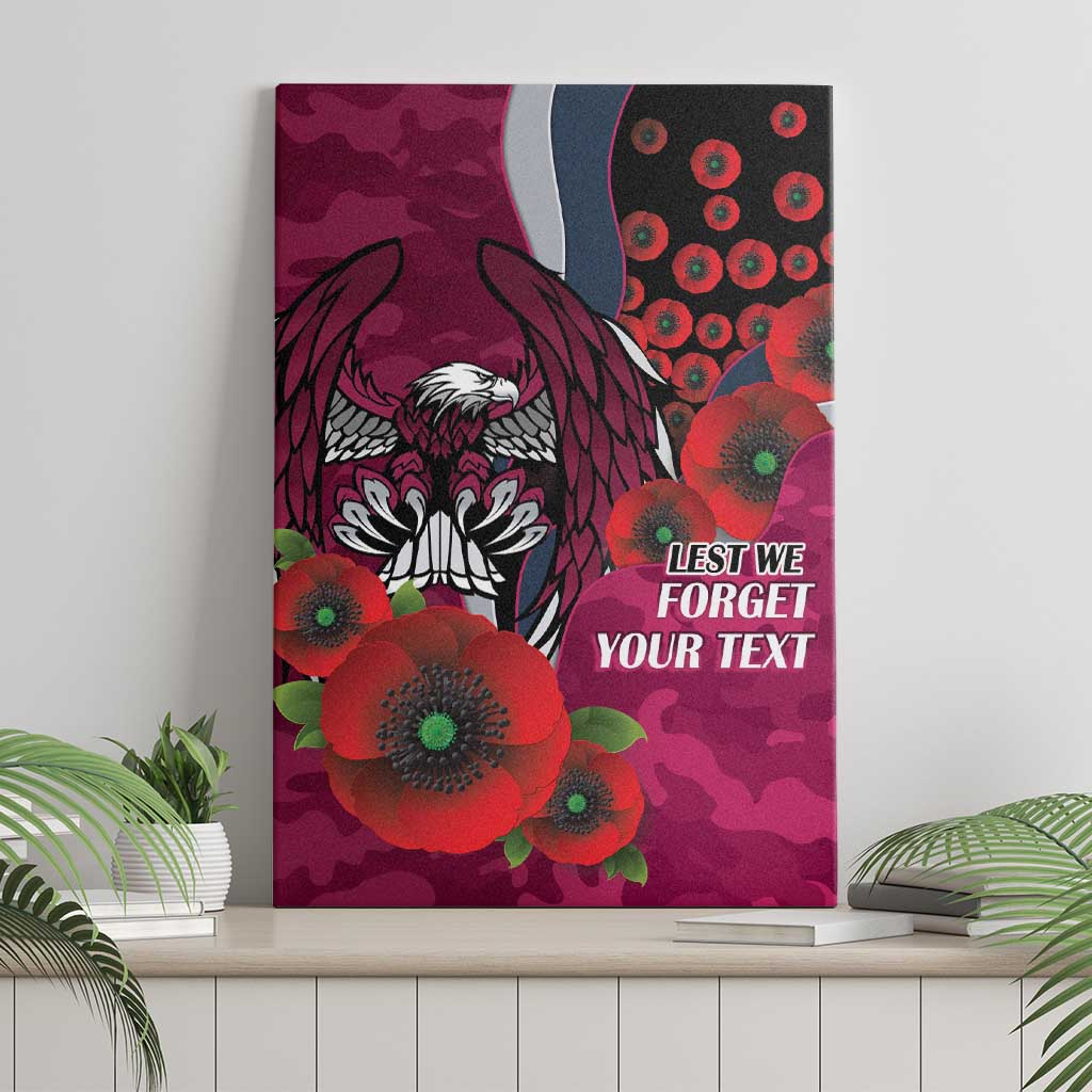 Manly Warringah Sea Eagles ANZAC Personalised Canvas Wall Art Lest We Forget Poppy Camo