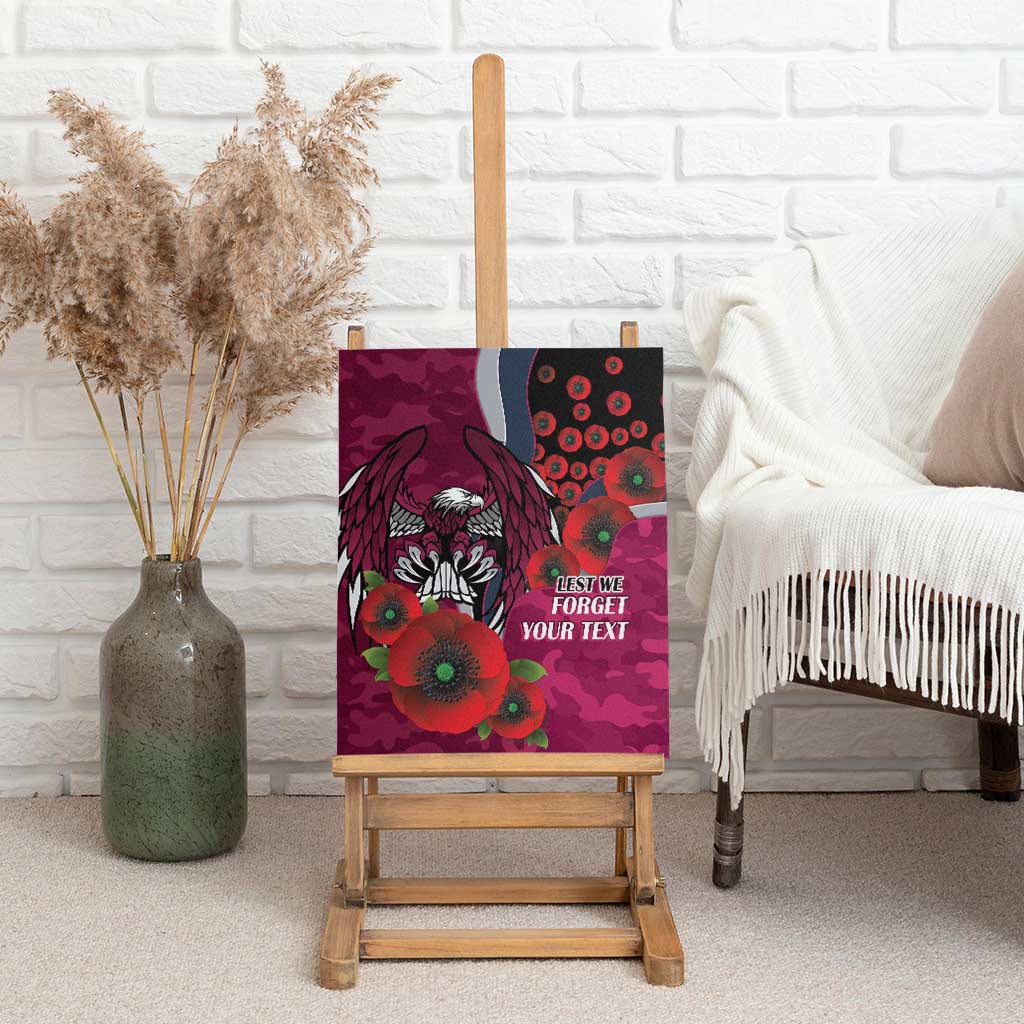 Manly Warringah Sea Eagles ANZAC Personalised Canvas Wall Art Lest We Forget Poppy Camo